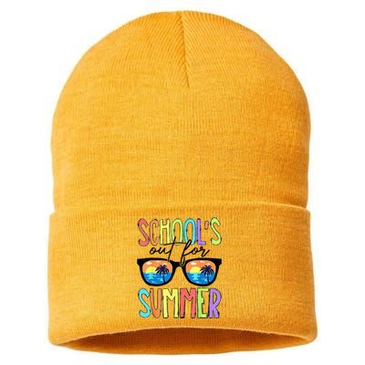 Last Day Of School Schools Out For Summer Teacher Vintage Sustainable Knit Beanie