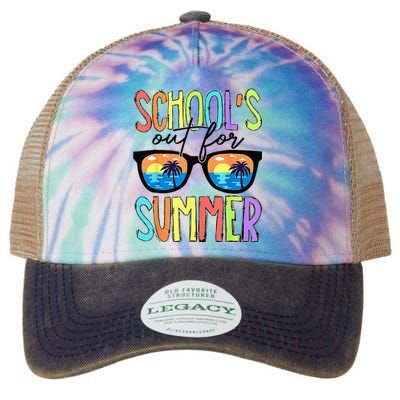 Last Day Of School Schools Out For Summer Teacher Vintage Legacy Tie Dye Trucker Hat