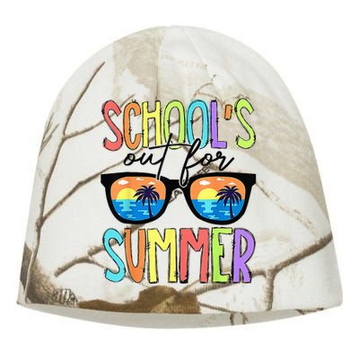 Last Day Of School Schools Out For Summer Teacher Vintage Kati - Camo Knit Beanie