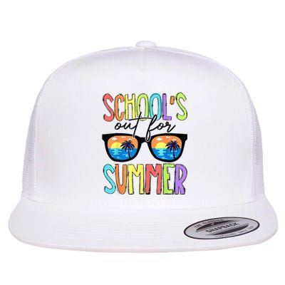 Last Day Of School Schools Out For Summer Teacher Vintage Flat Bill Trucker Hat