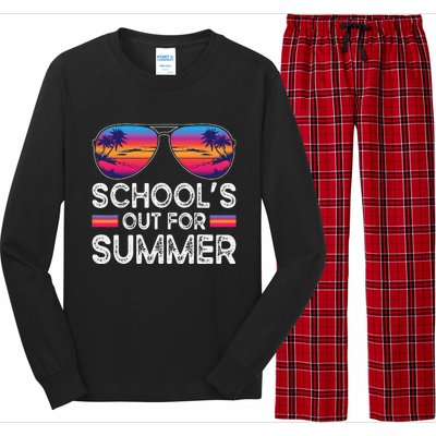 Last Day Of School Retro Schools Out For Summer Teacher Long Sleeve Pajama Set