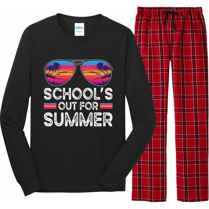 Last Day Of School Retro Schools Out For Summer Teacher Long Sleeve Pajama Set