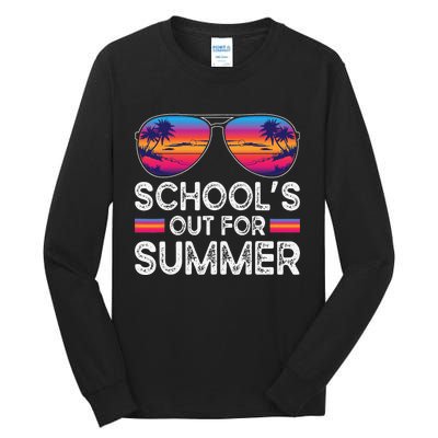 Last Day Of School Retro Schools Out For Summer Teacher Tall Long Sleeve T-Shirt