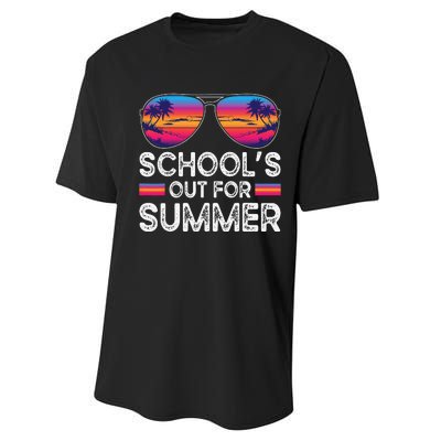 Last Day Of School Retro Schools Out For Summer Teacher Performance Sprint T-Shirt