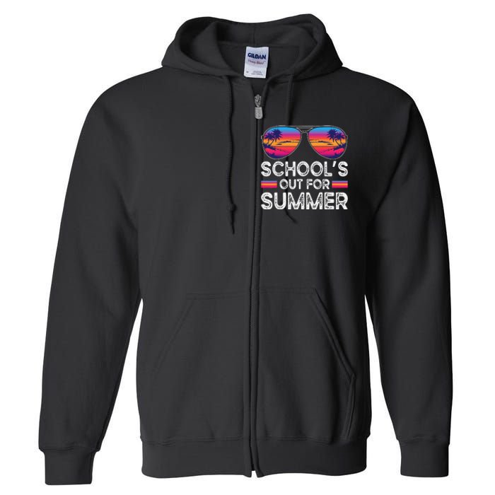 Last Day Of School Retro Schools Out For Summer Teacher Full Zip Hoodie