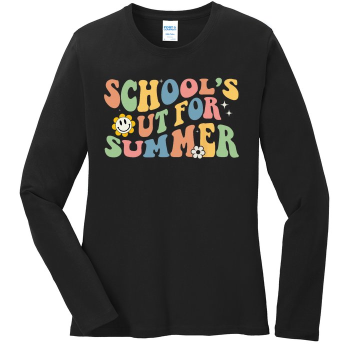 Last Day Of School Schools Out For Summer Teacher Ladies Long Sleeve Shirt