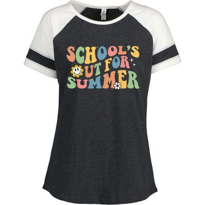 Last Day Of School Schools Out For Summer Teacher Enza Ladies Jersey Colorblock Tee