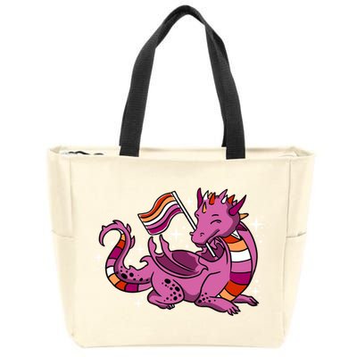 Lesbian Dragon Orange Pink Lesbian Pride Cute Gift Zip Tote Bag