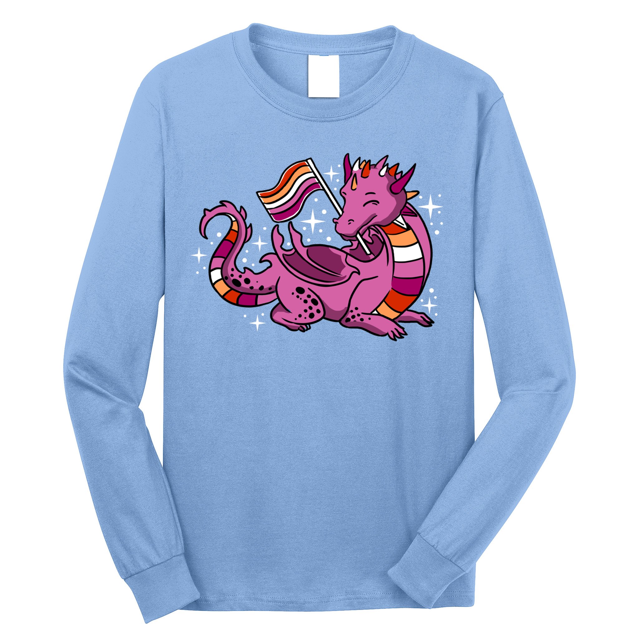 Lesbian Dragon Orange Pink Lesbian Pride Cute Gift Long Sleeve Shirt