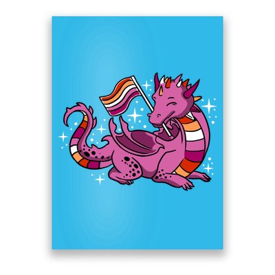 Lesbian Dragon Orange Pink Lesbian Pride Cute Gift Poster