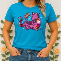 Lesbian Dragon Orange Pink Lesbian Pride Cute Gift Womens T-Shirt