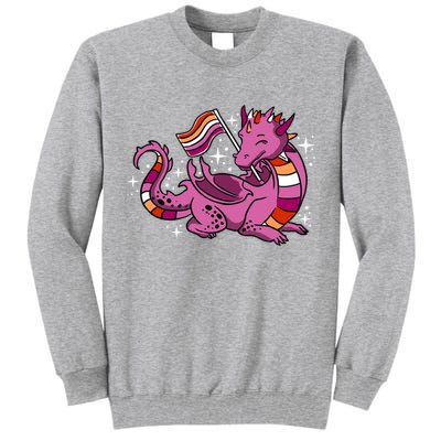 Lesbian Dragon Orange Pink Lesbian Pride Cute Gift Tall Sweatshirt