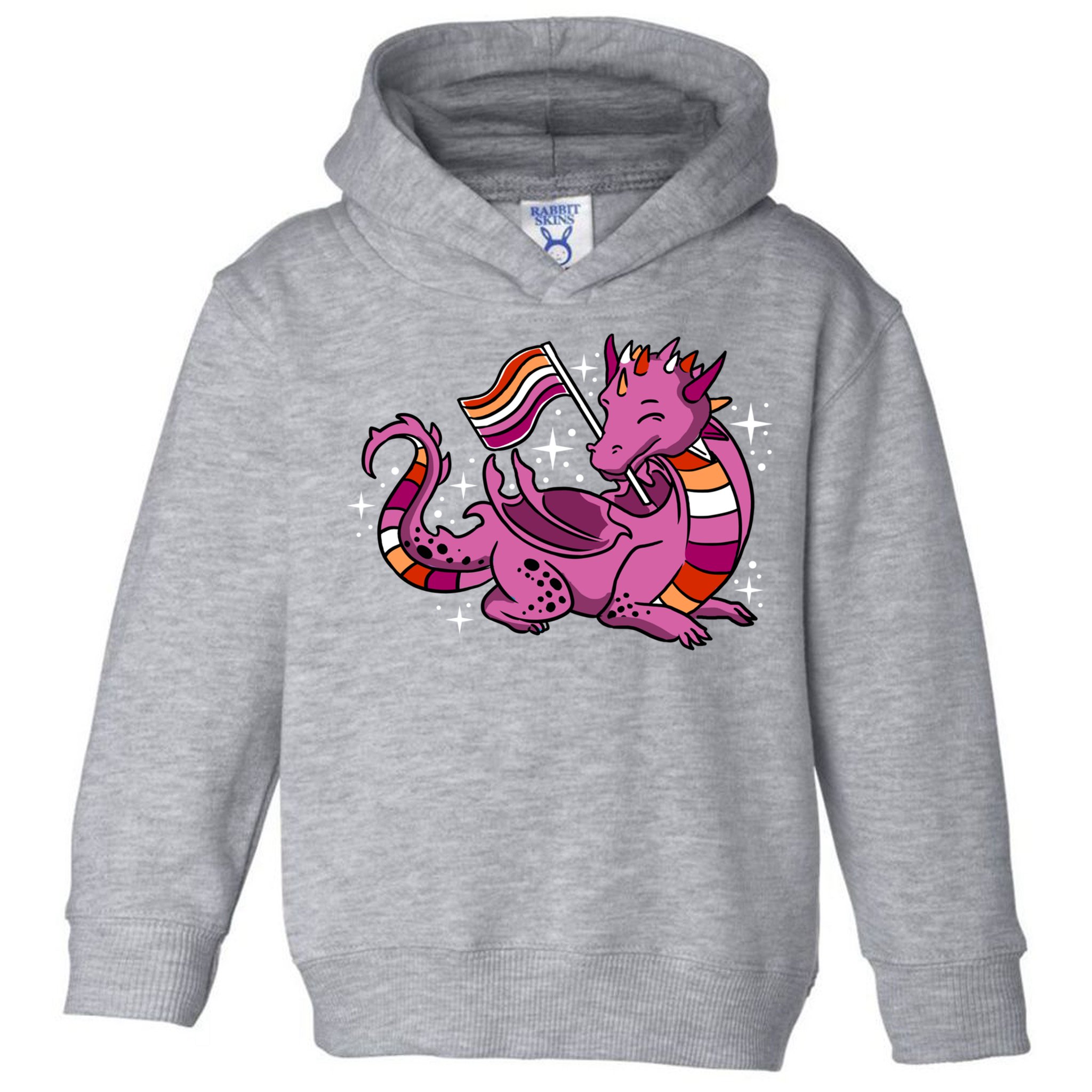 Lesbian Dragon Orange Pink Lesbian Pride Cute Gift Toddler Hoodie