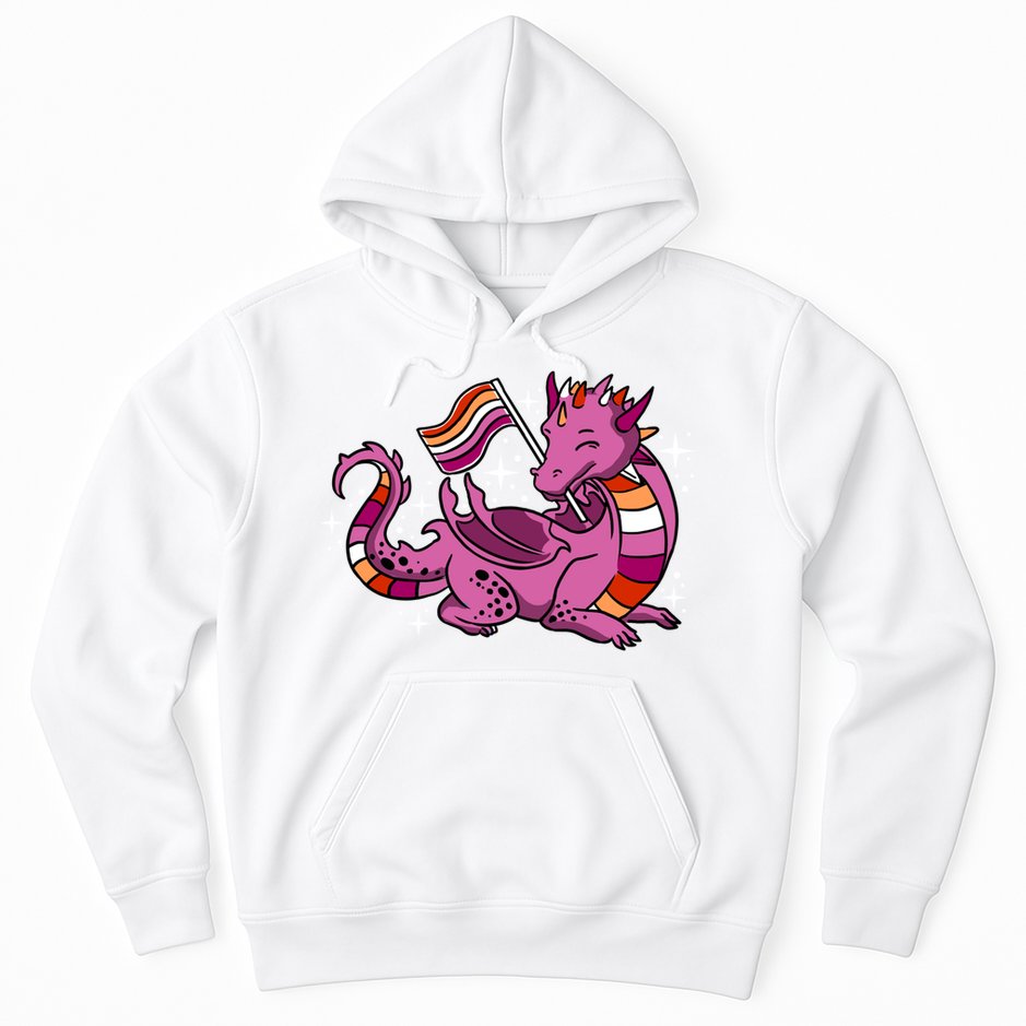 Lesbian Dragon Orange Pink Lesbian Pride Cute Gift Hoodie