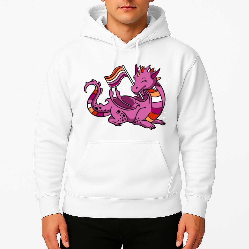 Lesbian Dragon Orange Pink Lesbian Pride Cute Gift Hoodie