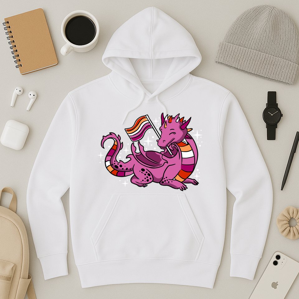 Lesbian Dragon Orange Pink Lesbian Pride Cute Gift Hoodie