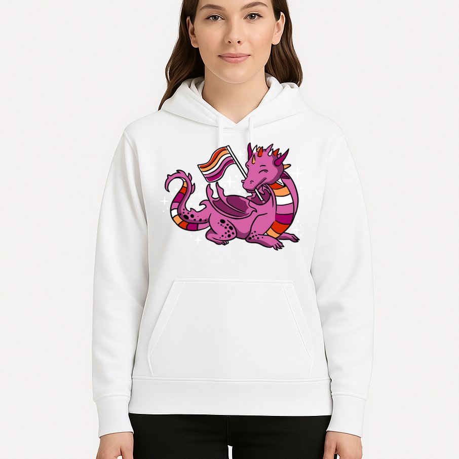 Lesbian Dragon Orange Pink Lesbian Pride Cute Gift Hoodie