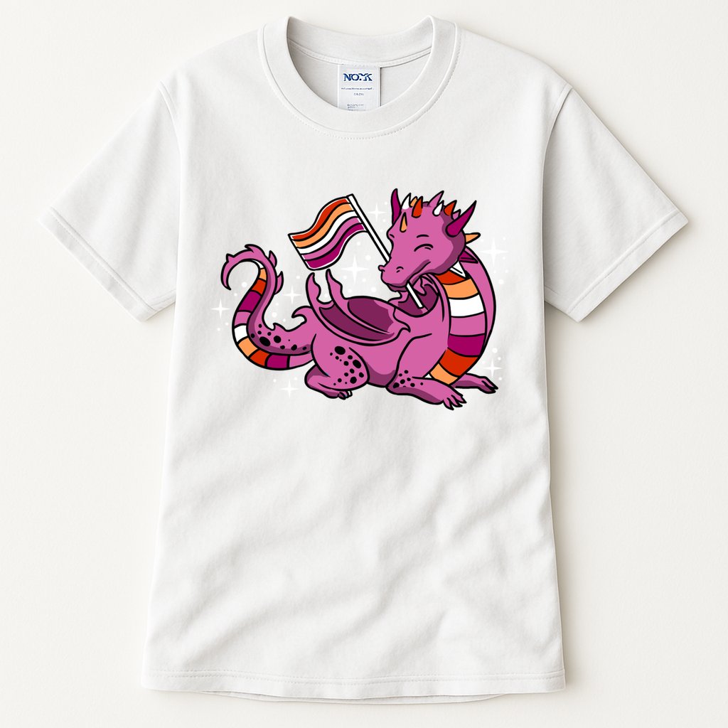 Lesbian Dragon Orange Pink Lesbian Pride Cute Gift Tall T-Shirt