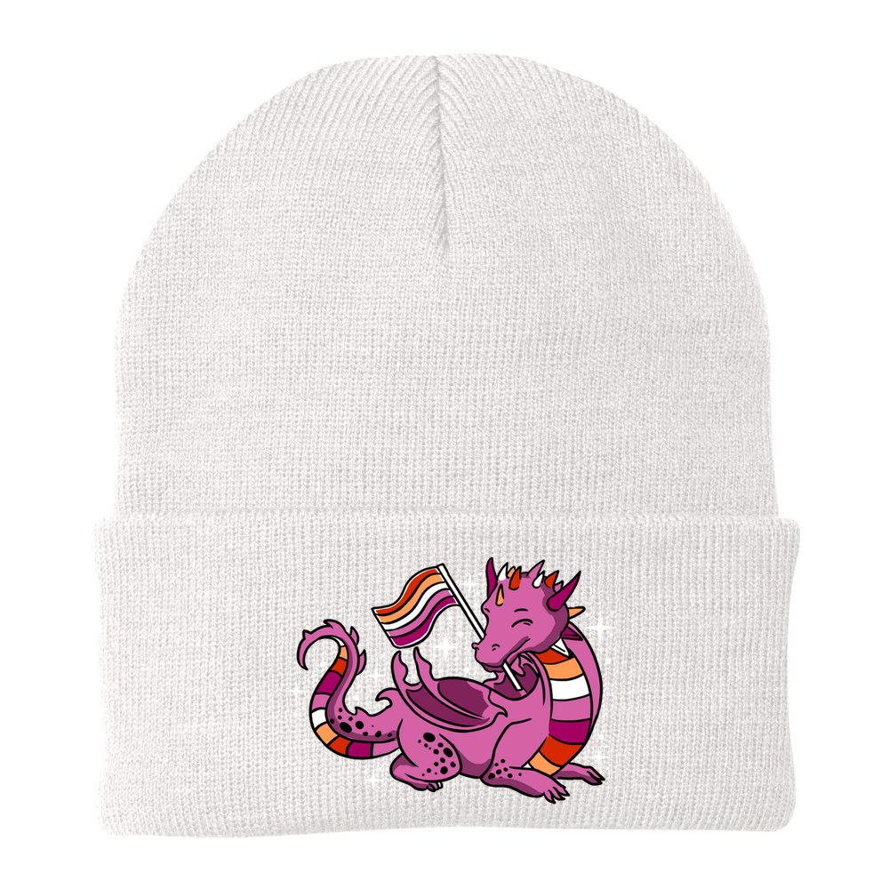 Lesbian Dragon Orange Pink Lesbian Pride Cute Gift Beanie