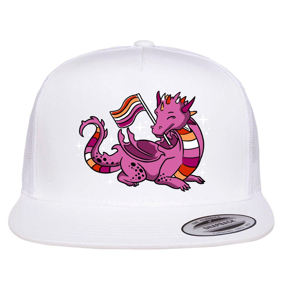 Lesbian Dragon Orange Pink Lesbian Pride Cute Gift Flat Bill Trucker Hat
