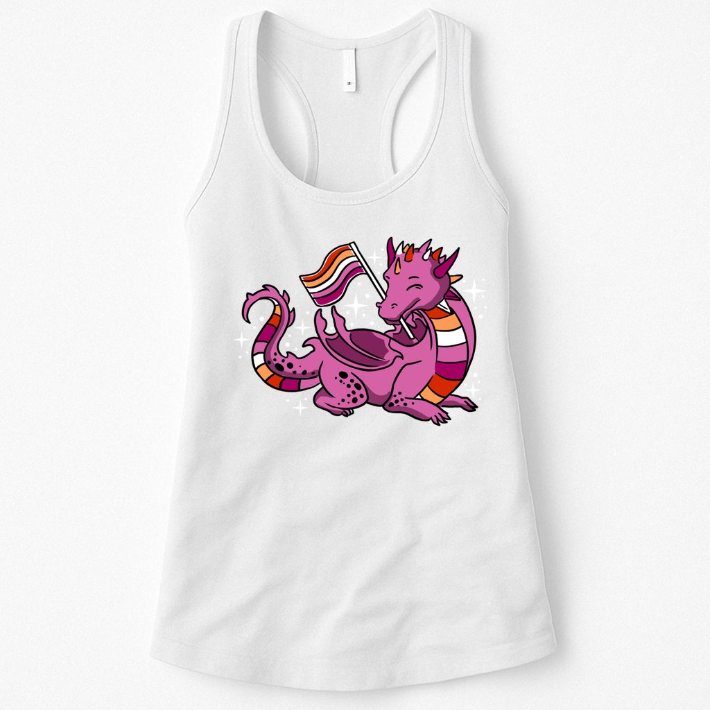 Lesbian Dragon Orange Pink Lesbian Pride Cute Gift Womens Tank Top