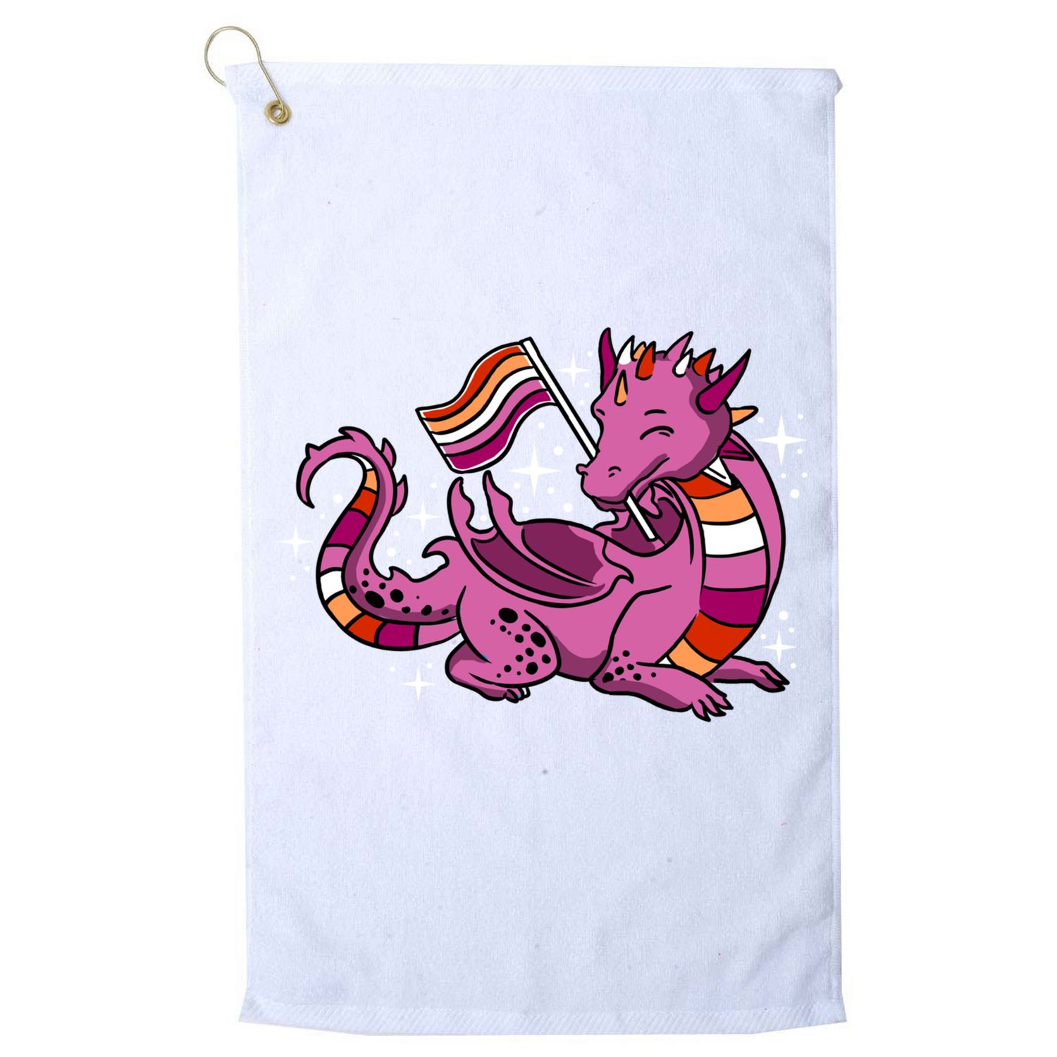 Lesbian Dragon Orange Pink Lesbian Pride Cute Gift Golf Towel