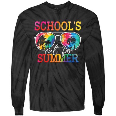 Last Day Of School Schools Out For Summer Teacher Students Tie-Dye Long Sleeve Shirt