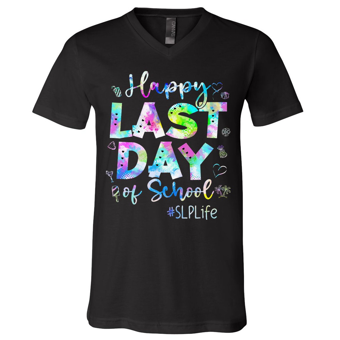 Last Day Of School SLP Life Summer Vacation Beach V-Neck T-Shirt