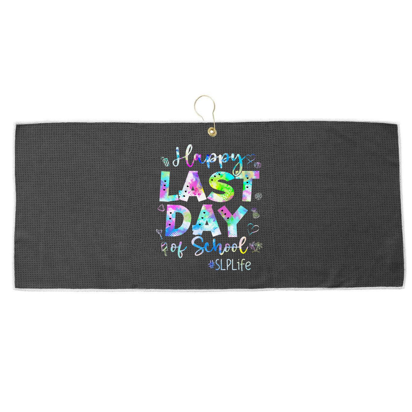 Last Day Of School SLP Life Summer Vacation Beach Large Microfiber Waffle Golf Towel