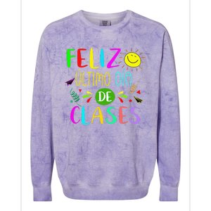 Last Day Of School Summer Spanish Teacher Or Student Colorblast Crewneck Sweatshirt