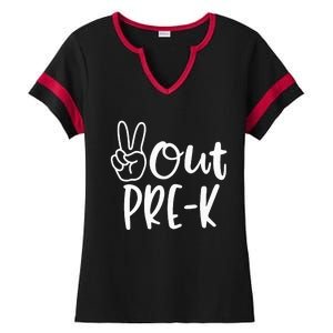 Last Day Of School Peace Out PreSchool Pre K Teacher Kids Ladies Halftime Notch Neck Tee