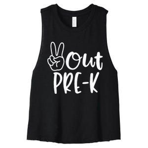 Last Day Of School Peace Out PreSchool Pre K Teacher Kids Women's Racerback Cropped Tank