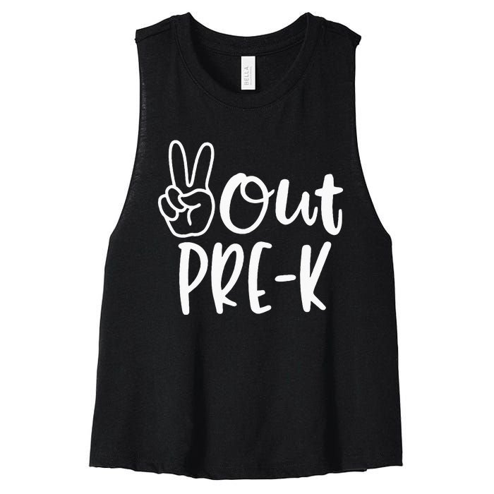 Last Day Of School Peace Out PreSchool Pre K Teacher Kids Women's Racerback Cropped Tank