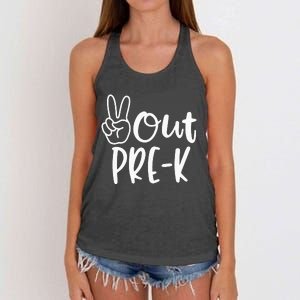 Last Day Of School Peace Out PreSchool Pre K Teacher Kids Women's Knotted Racerback Tank