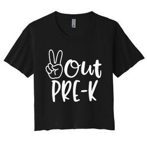 Last Day Of School Peace Out PreSchool Pre K Teacher Kids Women's Crop Top Tee