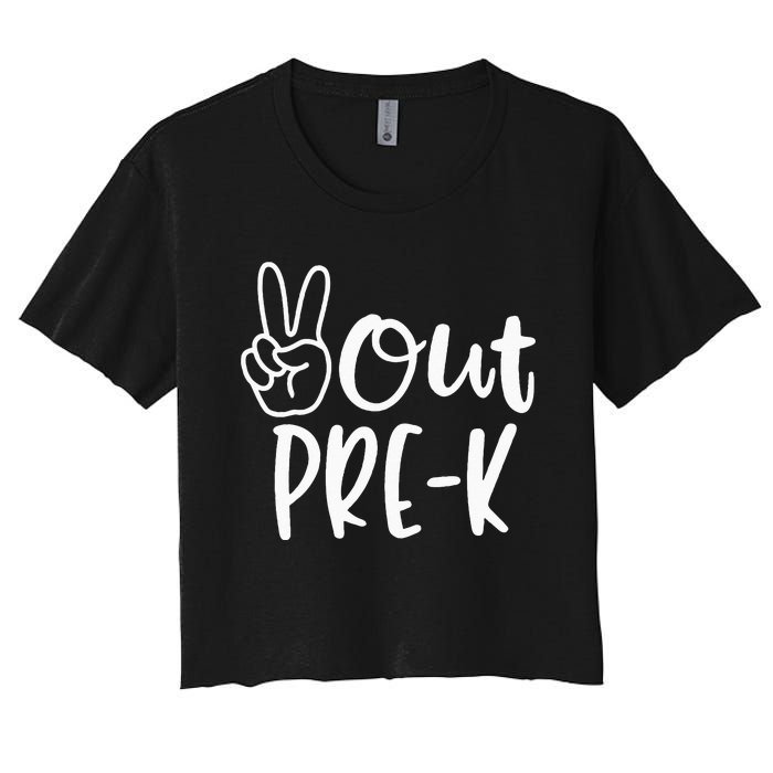 Last Day Of School Peace Out PreSchool Pre K Teacher Kids Women's Crop Top Tee