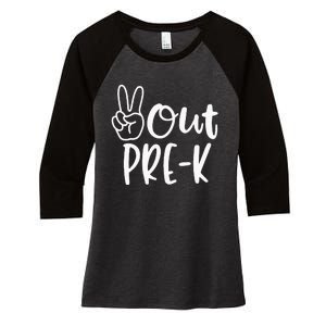 Last Day Of School Peace Out PreSchool Pre K Teacher Kids Women's Tri-Blend 3/4-Sleeve Raglan Shirt