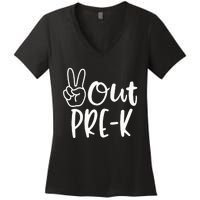 Last Day Of School Peace Out PreSchool Pre K Teacher Kids Women's V-Neck T-Shirt