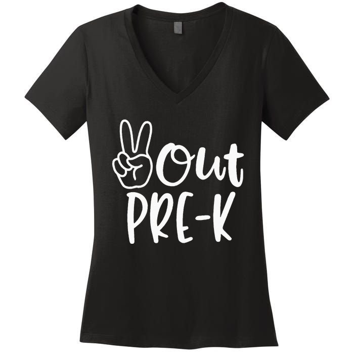 Last Day Of School Peace Out PreSchool Pre K Teacher Kids Women's V-Neck T-Shirt