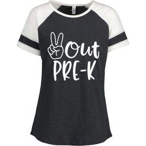 Last Day Of School Peace Out PreSchool Pre K Teacher Kids Enza Ladies Jersey Colorblock Tee