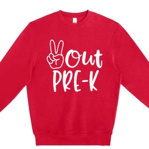 Last Day Of School Peace Out PreSchool Pre K Teacher Kids Premium Crewneck Sweatshirt