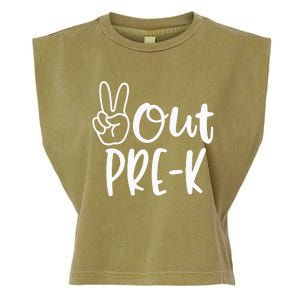 Last Day Of School Peace Out PreSchool Pre K Teacher Kids Garment-Dyed Women's Muscle Tee