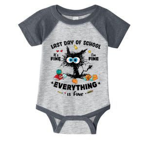 Last Day Of School Black Cat Its Fine Im Fine Everything Infant Baby Jersey Bodysuit