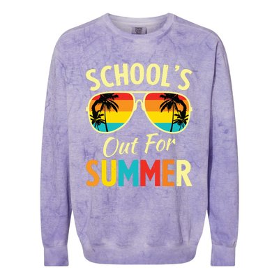 Last Day Of School Retro Schools Out For Summer Teacher Colorblast Crewneck Sweatshirt