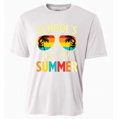 Last Day Of School Retro Schools Out For Summer Teacher Cooling Performance Crew T-Shirt