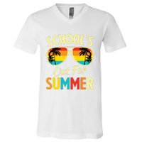 Last Day Of School Retro Schools Out For Summer Teacher V-Neck T-Shirt