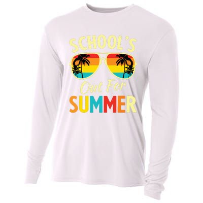 Last Day Of School Retro Schools Out For Summer Teacher Cooling Performance Long Sleeve Crew