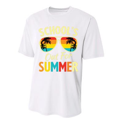 Last Day Of School Retro Schools Out For Summer Teacher Performance Sprint T-Shirt