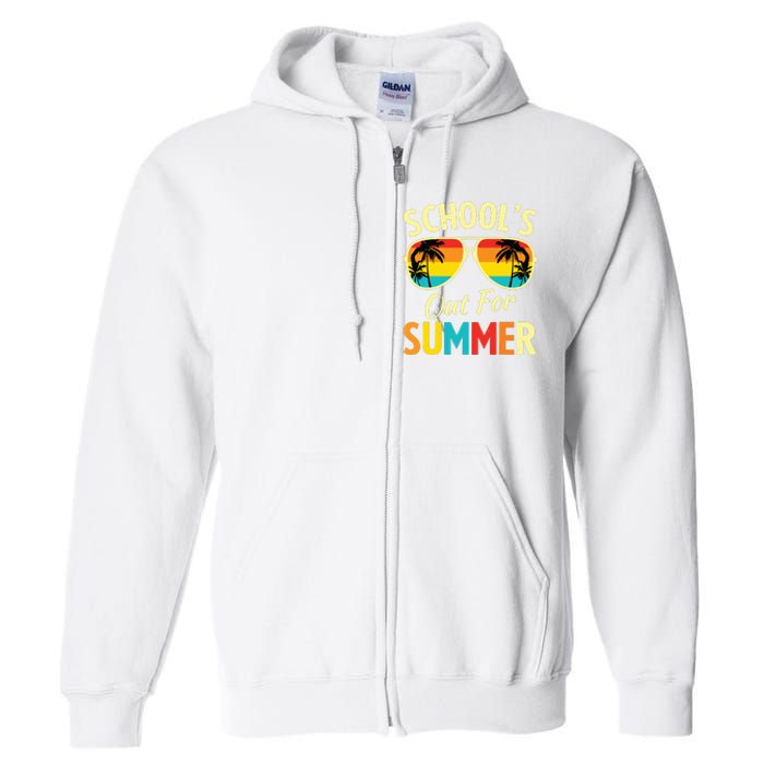 Last Day Of School Retro Schools Out For Summer Teacher Full Zip Hoodie