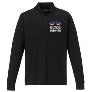 Last Day Of School Schools Out For Summer Teacher Boy Performance Long Sleeve Polo